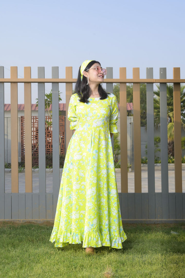 Neon Floral Cotton Dress