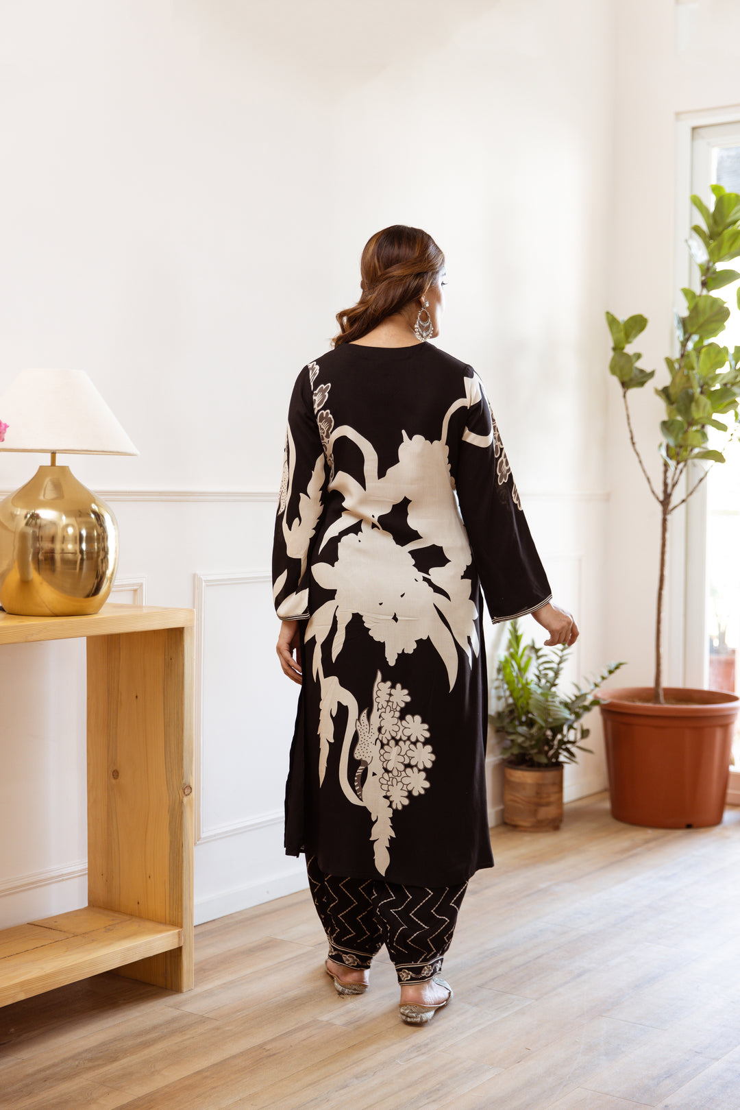 Monochrome Bloom Kurta Set