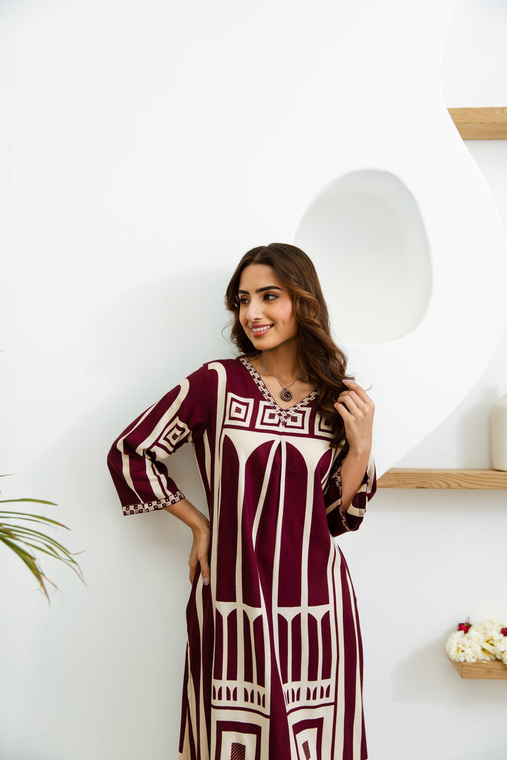 Wine Castle Kurta Set