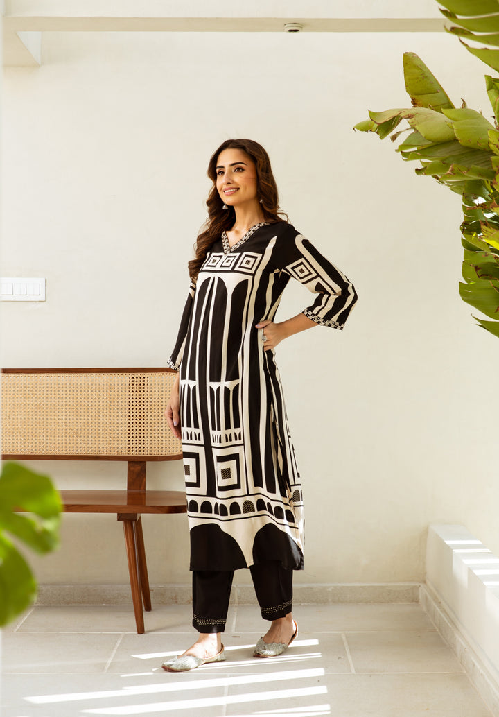 Black & White Castle Kurta Set