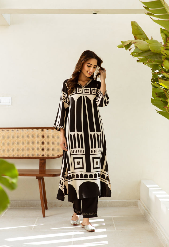 Black & White Castle Kurta Set