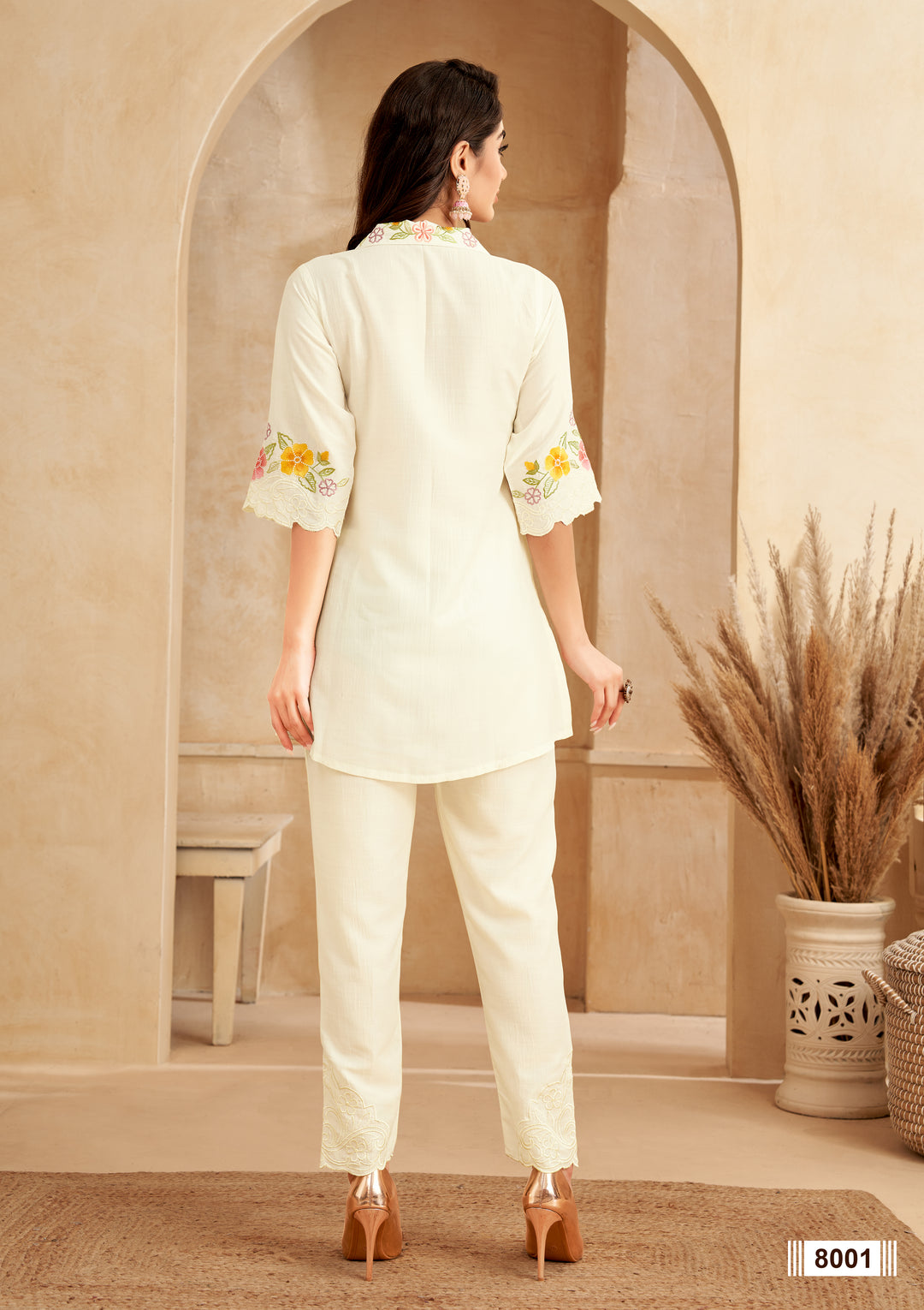 Ivory Garden Embroidered Set