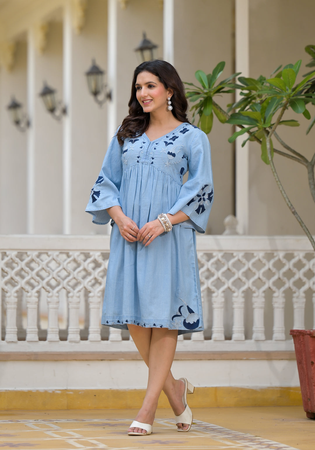 Bluebell Breeze Embroidered Dress