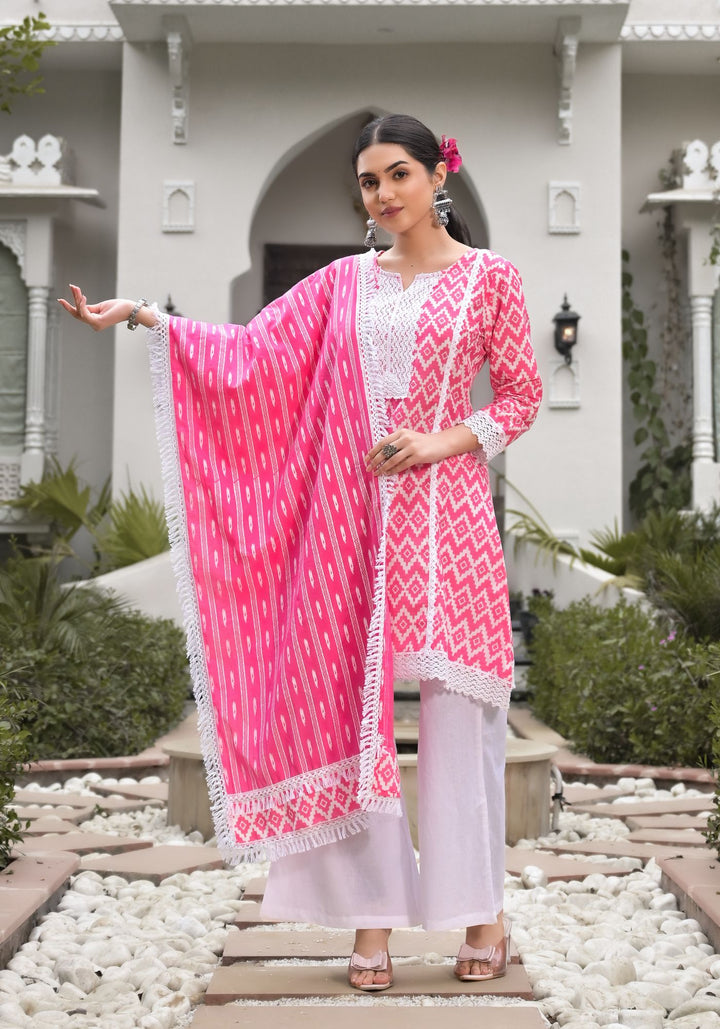 French Pink Cotton Suit Set