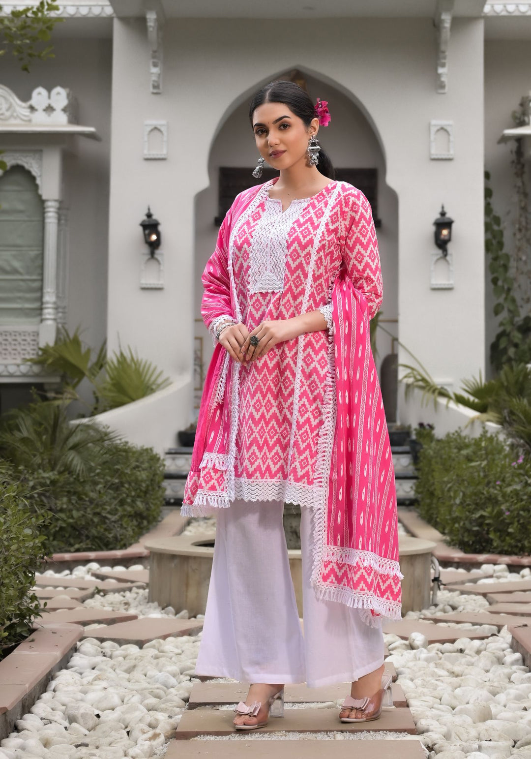 French Pink Cotton Suit Set