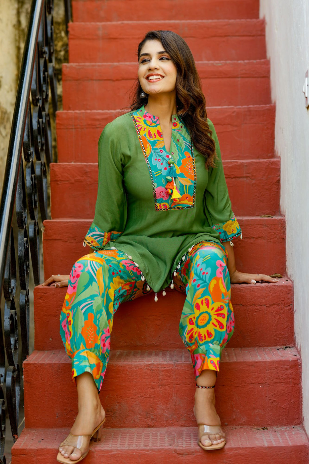 Green Talk Of The Town Muslin Coord Set