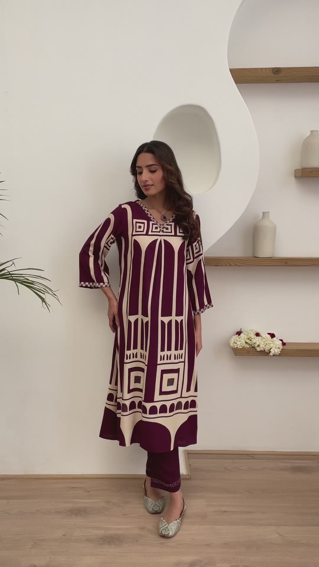 Wine Castle Kurta Set