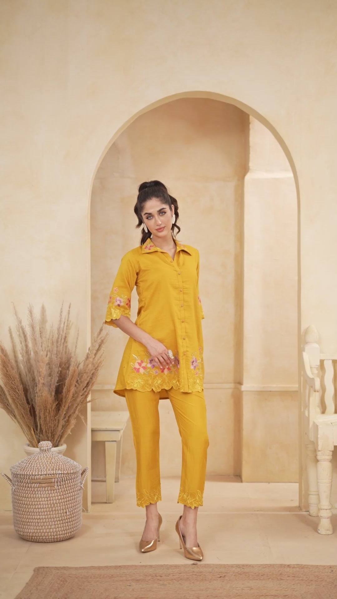 Mustard Garden Embroidered Coord Set